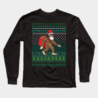 Bigfoot Sasquatch Santa Ugly Christmas Long Sleeve T-Shirt